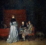 Gerard ter Borch the Younger Three Figures conversing in an Interior, known as The Paternal Admonition oil painting reproduction